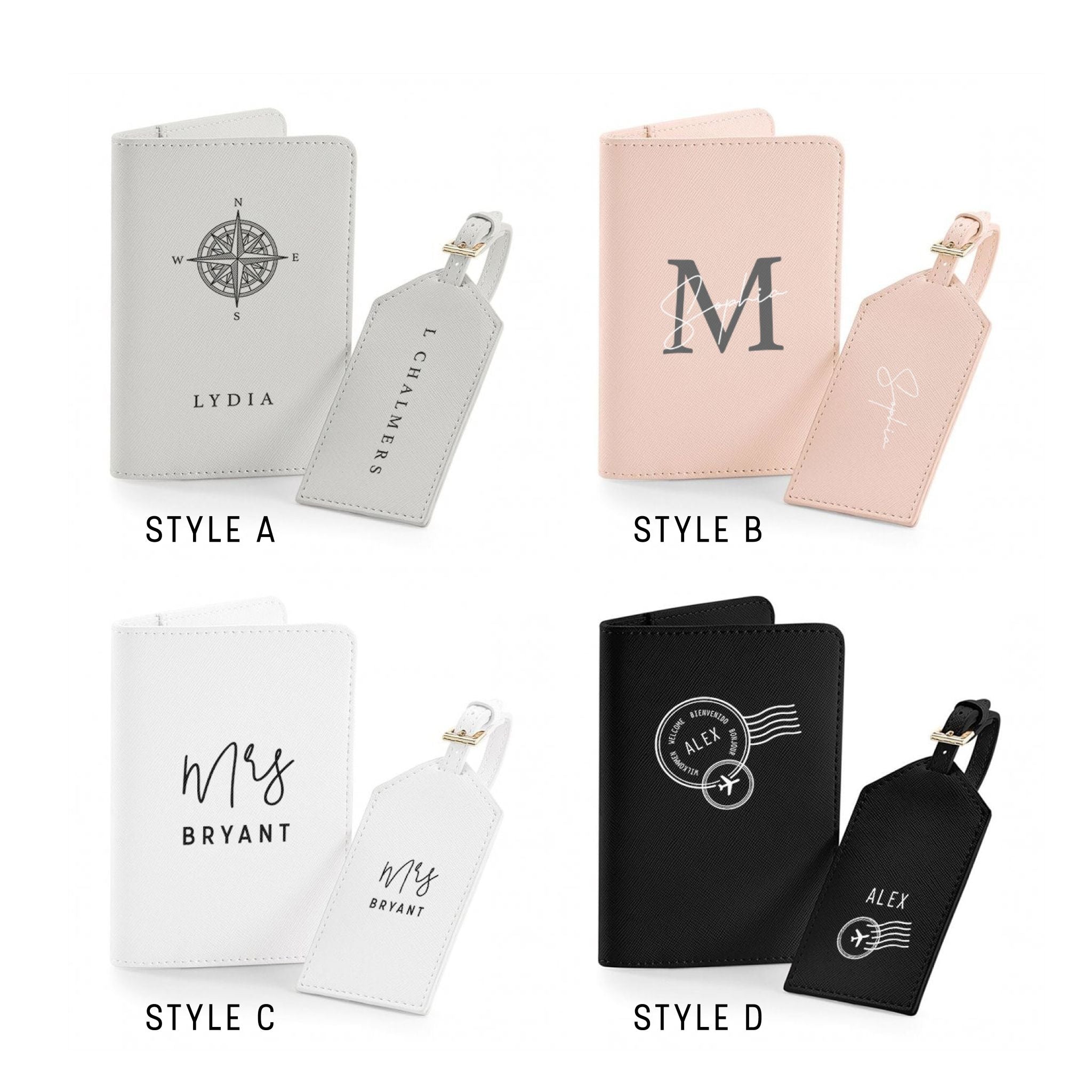 Personalised Travel Set – Passport Holder & Luggage Tag Set | Custom Passport Wallet & Name Tag