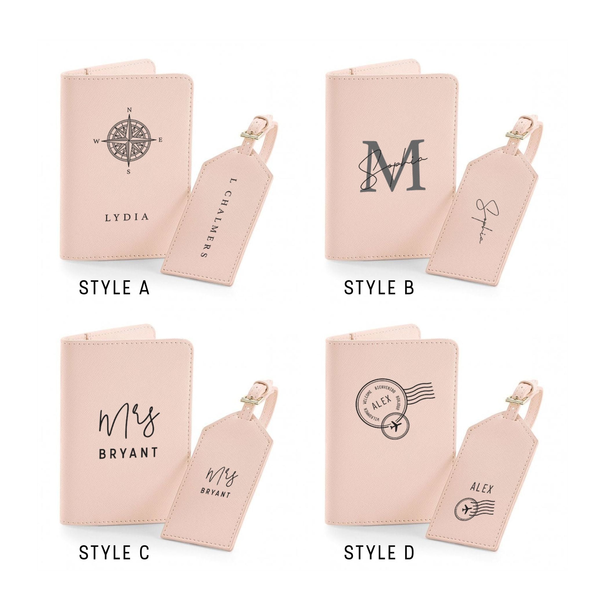 Personalised Travel Set – Passport Holder & Luggage Tag Set | Custom Passport Wallet & Name Tag