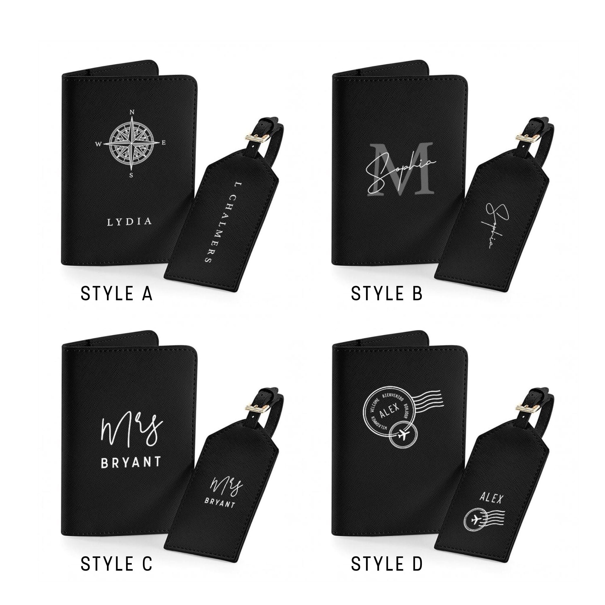 Personalised Travel Set – Passport Holder & Luggage Tag Set | Custom Passport Wallet & Name Tag